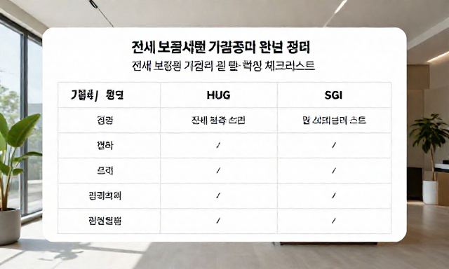 전세보증보험가입조건 관련 이미지 - 전세보증보험가입조건 완벽 정리: HUG, HF, SGI 비교 및 핵심 체크리스트